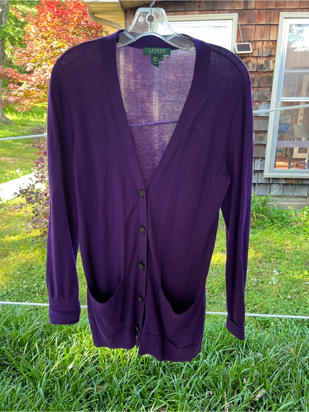 Ralph Lauren Purple Lightweight V-Neck Cardigan